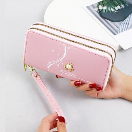 TJ2064# 双层拉链长款钱...