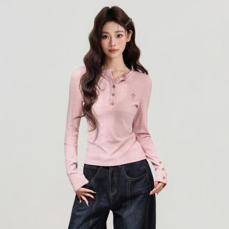 韩系V领修身长袖针织衫女秋冬季...