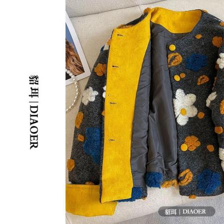 FA48739# 秋冬季新款高档法式复古设计感毛呢夹棉外套洋气上衣女 服裝批發女裝批發服飾貨源