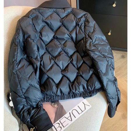 FA48740# 黑色翻领短款轻薄棉服外套女秋冬新款小个子保暖气质时尚棉衣 服裝批發女裝批發服飾貨源