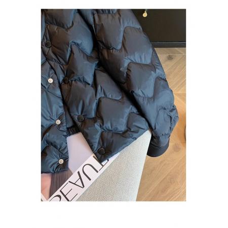 FA48740# 黑色翻领短款轻薄棉服外套女秋冬新款小个子保暖气质时尚棉衣 服裝批發女裝批發服飾貨源