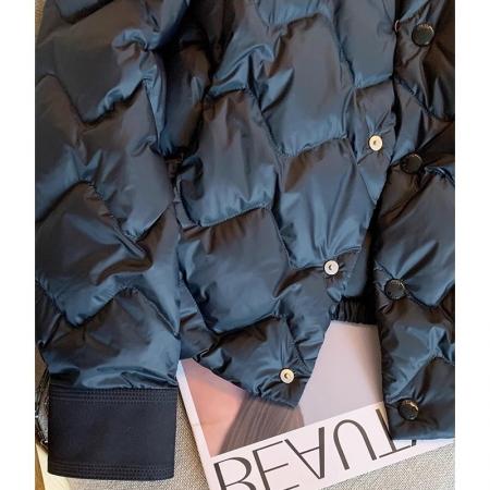 FA48740# 黑色翻领短款轻薄棉服外套女秋冬新款小个子保暖气质时尚棉衣 服裝批發女裝批發服飾貨源