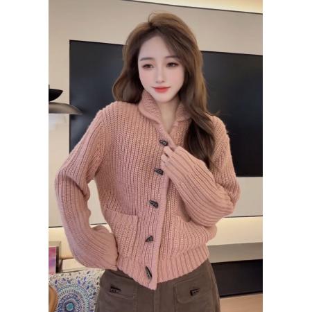 FA48744# 陈陈私服时尚设计感牛角扣毛衣洋气减龄长袖针织衫 服裝批發女裝批發服飾貨源