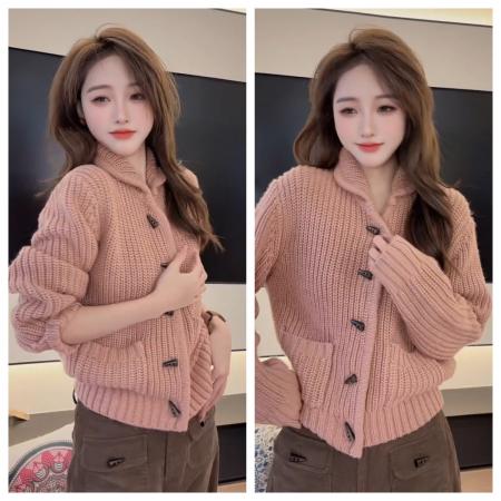 FA48744# 陈陈私服时尚设计感牛角扣毛衣洋气减龄长袖针织衫 服裝批發女裝批發服飾貨源