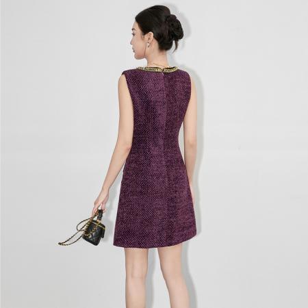 FA48746# 小香风无袖连衣裙高端名媛贵气千金风收腰A字包臀裙宴会礼服 服裝批發女裝批發服飾貨源