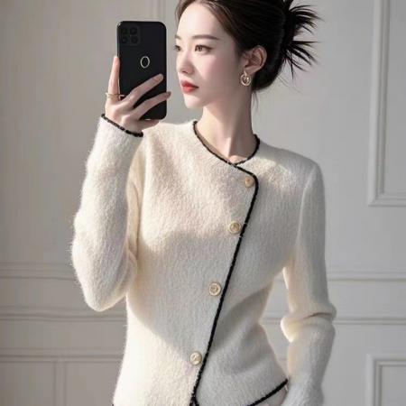 FA48751# 韩版chic气质软糯毛衣外套女秋季新款小香风洋气长袖针织上衣 服裝批發女裝批發服飾貨源