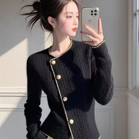 FA48751# 韩版chic气质软糯毛衣外套女秋季新款小香风洋气长袖针织上衣 服裝批發女裝批發服飾貨源