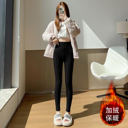 FA48796# 提花针织打底裤女冬季外穿保暖高腰紧身弹力加绒加厚小脚裤 服裝批發女裝批發服飾貨源
