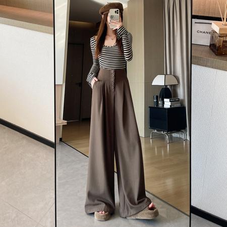 FA48800# 高级感西装阔腿裤女秋新款高腰显瘦宽松休闲垂感拖地长裤 服裝批發女裝批發服飾貨源