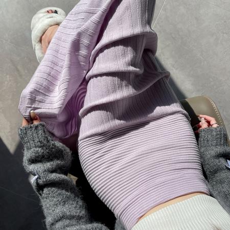 FA48802# 秋冬新款法式名媛长裙气质坑条纹针织显瘦收腰鱼尾半身裙 服裝批發女裝批發服飾貨源