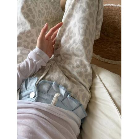 风豹纹牛仔裤新款直筒设计潮流百搭宽松显瘦牛仔阔腿裤女 服裝批發女裝批發服飾貨源