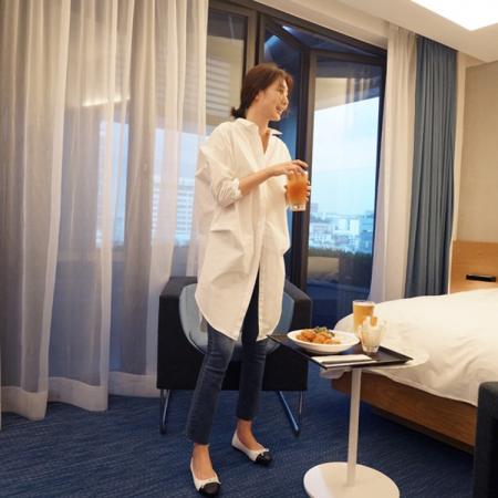 FA48822# 韩版气质宽松BF风中长款长袖衬衫连衣裙衬衣百搭单排扣春秋纯色 服裝批發女裝批發服飾貨源