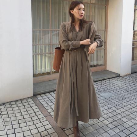 超仙优雅系带长款连衣裙 服裝批發女裝批發服飾貨源