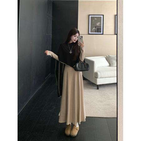 法式高级感长袖连衣裙女秋冬新款收腰巨好看气质两件套 服裝批發女裝批發服飾貨源