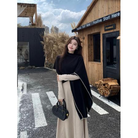 法式高级感长袖连衣裙女秋冬新款收腰巨好看气质两件套 服裝批發女裝批發服飾貨源