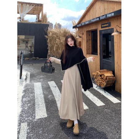 法式高级感长袖连衣裙女秋冬新款收腰巨好看气质两件套 服裝批發女裝批發服飾貨源