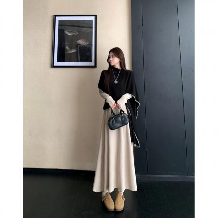 法式高级感长袖连衣裙女秋冬新款收腰巨好看气质两件套 服裝批發女裝批發服飾貨源