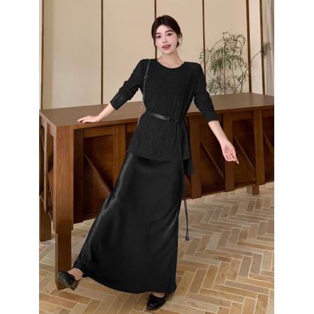 FA48837# 秋季新款韩系慵懒风胖mm高级感气质显瘦吊带裙两件套装女 服裝批發女裝批發服飾貨源