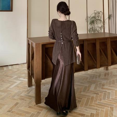 FA48837# 秋季新款韩系慵懒风胖mm高级感气质显瘦吊带裙两件套装女 服裝批發女裝批發服飾貨源