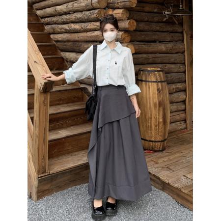 秋季新款学院风假两件拼接撞色长袖连衣裙女显瘦收腰胖mm裙子 服裝批發女裝批發服飾貨源