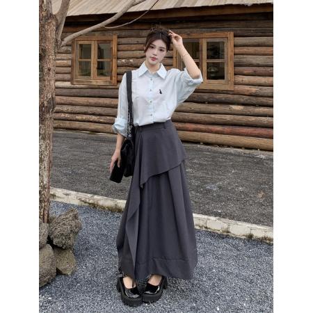 秋季新款学院风假两件拼接撞色长袖连衣裙女显瘦收腰胖mm裙子 服裝批發女裝批發服飾貨源