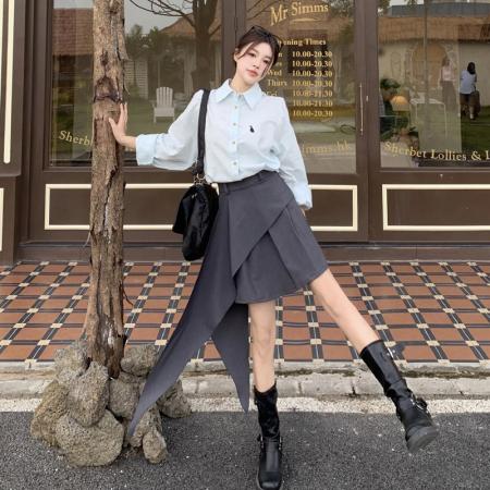 秋季新款学院风假两件拼接撞色长袖连衣裙女显瘦收腰胖mm裙子 服裝批發女裝批發服飾貨源