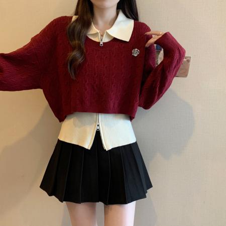 大码女装胖mm秋冬高级感针织上衣两件套洋气宽松减龄毛衣套装 服裝批發女裝批發服飾貨源