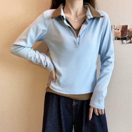 大码长袖加厚保暖假两件绑带T恤女装时尚显瘦百搭减龄打底衫 服裝批發女裝批發服飾貨源