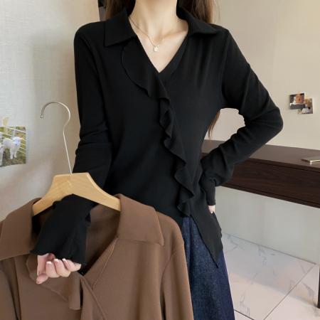 大码长袖加厚保暖假两件绑带T恤女装时尚显瘦百搭减龄打底衫 服裝批發女裝批發服飾貨源