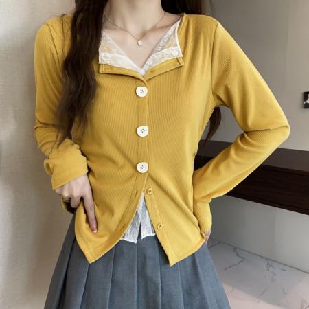 大码长袖加厚保暖假两件绑带T恤女装时尚显瘦百搭减龄打底衫 服裝批發女裝批發服飾貨源