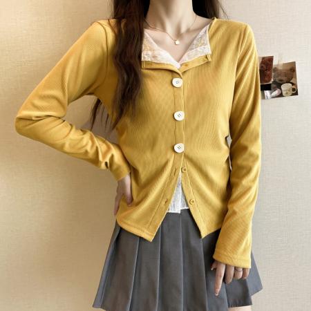 大码长袖加厚保暖假两件绑带T恤女装时尚显瘦百搭减龄打底衫 服裝批發女裝批發服飾貨源