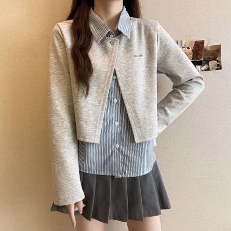 冬季大码长袖假两件T恤加厚保暖显瘦百搭减龄别致打底衫 服裝批發女裝批發服飾貨源