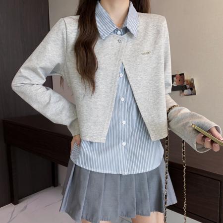 冬季大码长袖假两件T恤加厚保暖显瘦百搭减龄别致打底衫 服裝批發女裝批發服飾貨源