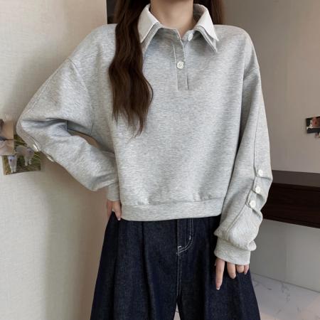 冬装新款大码长袖假两件加厚保暖卫衣显瘦百搭减龄上衣女 服裝批發女裝批發服飾貨源