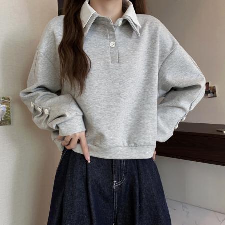 冬装新款大码长袖假两件加厚保暖卫衣显瘦百搭减龄上衣女 服裝批發女裝批發服飾貨源