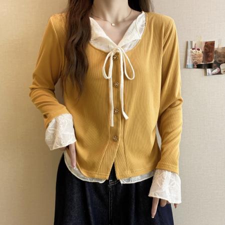 大码长袖冬装新款加厚保暖假两件T恤别致减龄百搭上衣女 服裝批發女裝批發服飾貨源