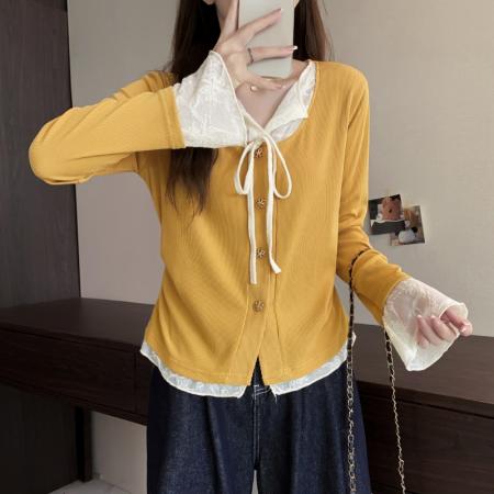 大码长袖冬装新款加厚保暖假两件T恤别致减龄百搭上衣女 服裝批發女裝批發服飾貨源