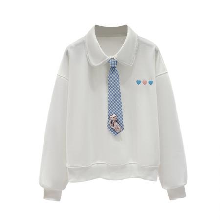 FA48871# 秋季新款女装卫衣长袖POLO领甜美减龄学院风外套上衣 服裝批發女裝批發服飾貨源