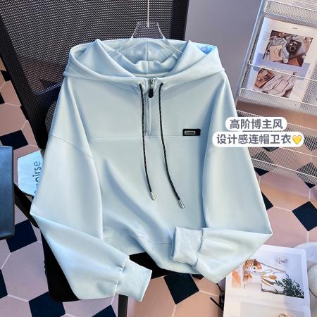 FA48873# 秋季新款女装卫衣半拉链连帽高端时尚洋气外套上衣 服裝批發女裝批發服飾貨源