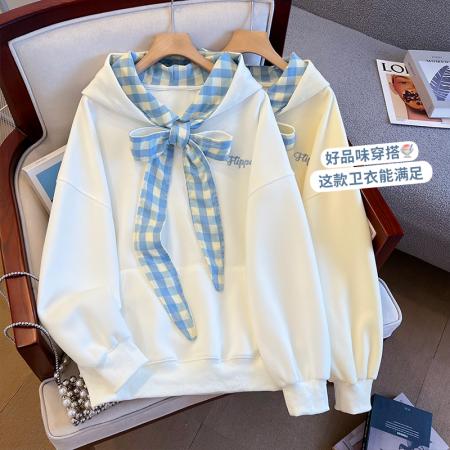 FA48875# 秋季新款女装卫衣绝美韩版学院风连帽百搭甜美宽松上衣 服裝批發女裝批發服飾貨源