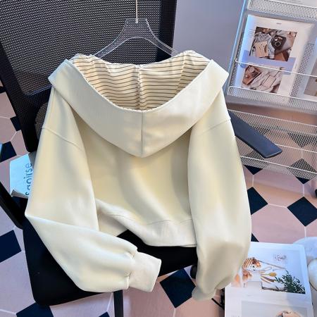 FA48877# 秋季新款女装卫衣连帽系带宽松慵懒风长袖休闲上衣外套 服裝批發女裝批發服飾貨源