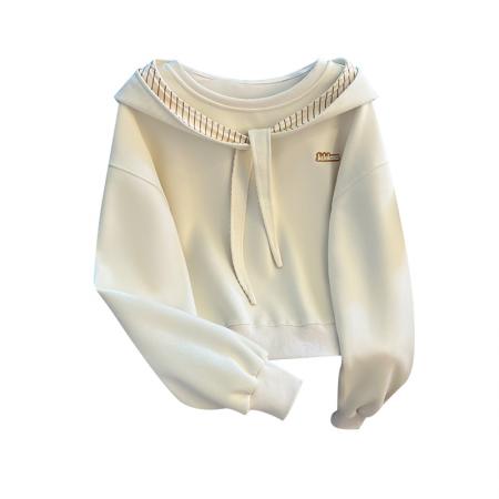 FA48877# 秋季新款女装卫衣连帽系带宽松慵懒风长袖休闲上衣外套 服裝批發女裝批發服飾貨源