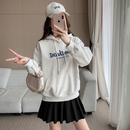 FA48886# 时尚连帽卫衣女秋冬新款宽松百搭字母绣花长袖上衣外套女 服裝批發女裝批發服飾貨源