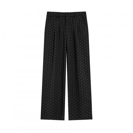 FA48890# 秋冬韩系甜美复古加厚磨毛尼子爱心休闲裤后松紧高腰阔腿裤 服裝批發女裝批發服飾貨源