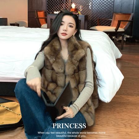 FA48908# 秋冬新款毛茸茸仿皮草时尚洋气复古仿貂毛百搭气质女马甲背心外套 服裝批發女裝批發服飾貨源