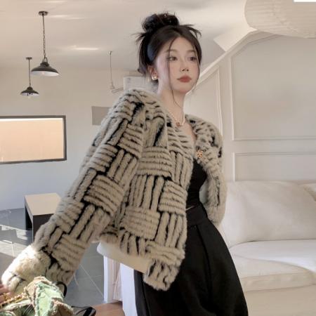 FA48910# 韩版水貂毛皮草外套女冬季设计感高级气质名媛短款毛茸茸上衣潮 服裝批發女裝批發服飾貨源
