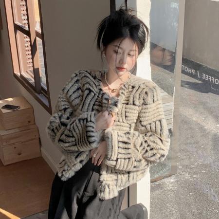 FA48910# 韩版水貂毛皮草外套女冬季设计感高级气质名媛短款毛茸茸上衣潮 服裝批發女裝批發服飾貨源