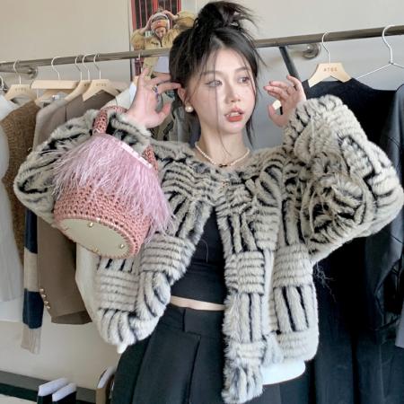 FA48910# 韩版水貂毛皮草外套女冬季设计感高级气质名媛短款毛茸茸上衣潮 服裝批發女裝批發服飾貨源