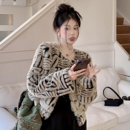 FA48910# 韩版水貂毛皮草外套女冬季设计感高级气质名媛短款毛茸茸上衣潮 服裝批發女裝批發服飾貨源