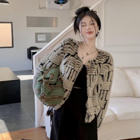 FA48910# 韩版水貂毛皮草外套女冬季设计感高级气质名媛短款毛茸茸上衣潮 服裝批發女裝批發服飾貨源